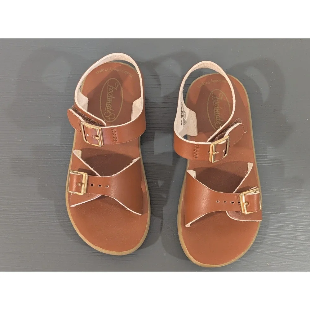 Footmates Eco Tide Tan Leather Sandals Toddler Size 9 Water Friendly ES010-221